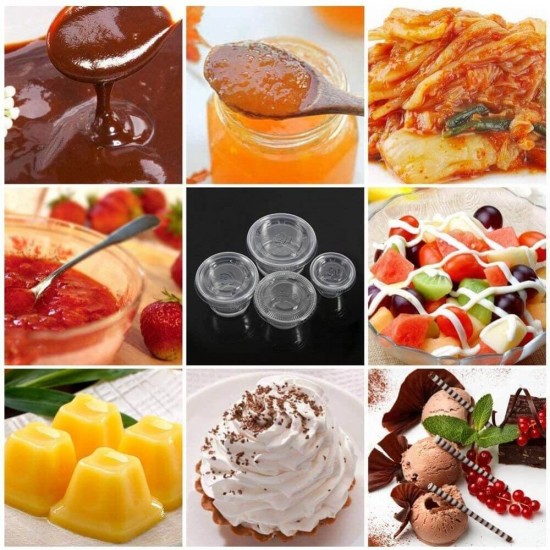 Set 100 Sosiere Plastic fara Capac, 50 ml, Diametru 25 mm, Transparent, Sosiere de Unica Folosinta, Sosiere fara Capac din Plastic, Sosiere din Plastic, Sosiere Catering, Sosiera fara Capac, Sosiere din Plastic Unica Folosinta