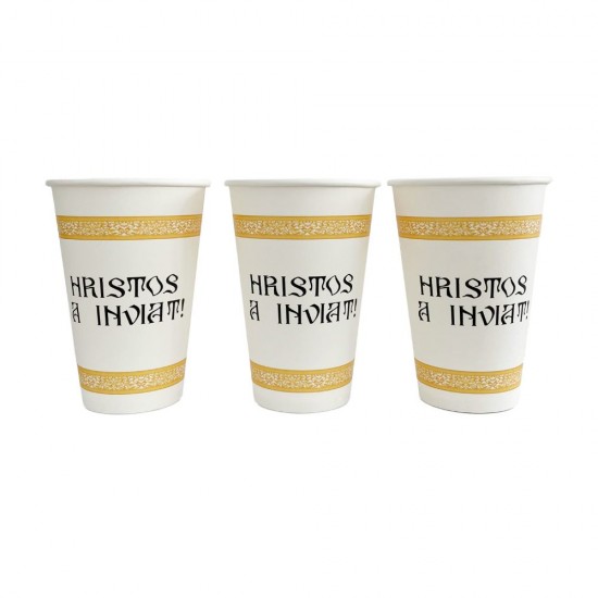 Set 50 Pahare de Paste 12 OZ, Capac Inclus fara Orificiu, Capacitate 350 ml