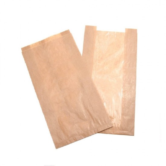 Pungi din Hartie cu Fereastra BOPP, 18x7x25 cm, 1000 Buc/Bax, pentru Patiserii si Brutarii