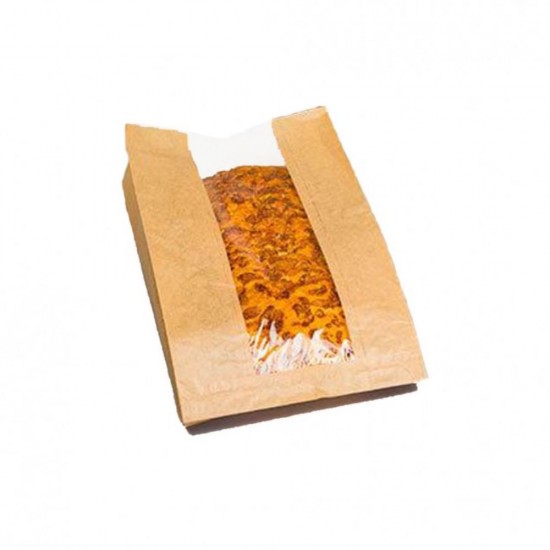 Pungi din Hartie cu Fereastra BOPP, 30x6x34 cm, 500 Buc/Bax, pentru Patiserii si Brutarii, BrandPaper, Pungi cu Fereastra, Pungi Hartie cu Fereastra BOPP, Pungi Natur Hartie pentru Patiserii si Brutarii, Pungi Hartie Kraft cu Fereastra