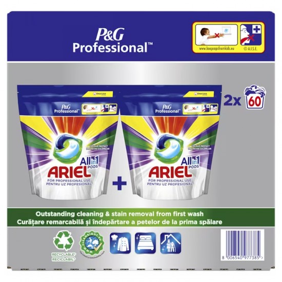 Detergent Capsule Ariel Professional 3in1 Pods Color, 2x 60, 120 Spalari