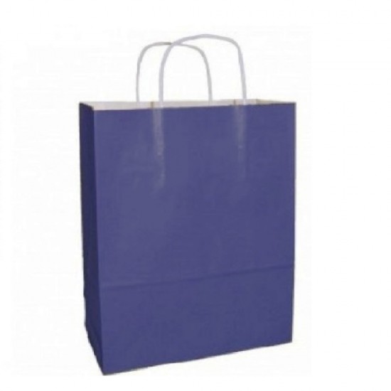 Set 100 de Pungi Cadou Model Albastru Inchis, 20x9x25 cm,  Hartie Natur, Sacose si Plase din Hartie