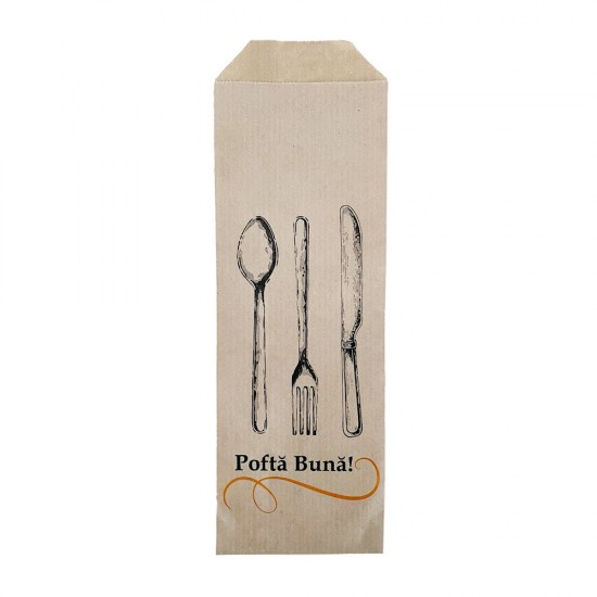 Pungi pentru Tacamuri Model Imprimat 8x24 cm, 2000 Buc/Bax, 35 g/m², Pungi din Hartie Kraft Natur, Pungi Tacamuri, Pungi pentru Tacamuri, Pungi de Tacamuri, Pungi din Hartie pentru Tacamuri, Pungi Tacamuri Hartie Kraft, Pungi Tacamuri Natur