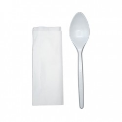 Lingurite Biodegradabile Albe din CPLA, Dimensiune 12 cm, 50 Buc/Set