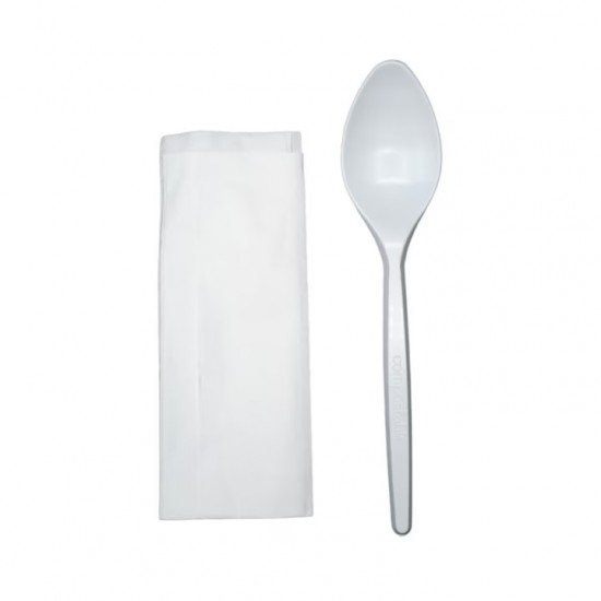 Lingurite Biodegradabile Albe din CPLA, Dimensiune 12 cm, 50 Buc/Set