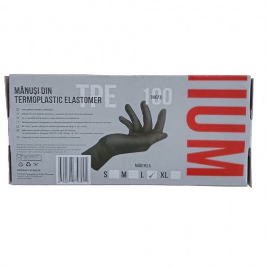 Set 100 Manusi TPE Nepudrate, L, de Unica Folosinta, Negre