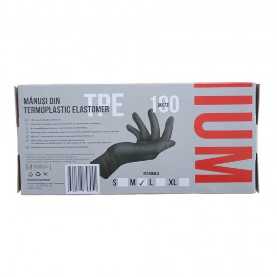 Set 100 Manusi TPE Nepudrate, M, de Unica Folosinta, Negre