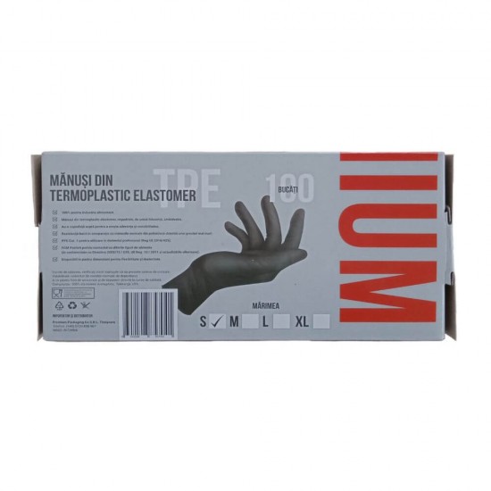 Set 100 Manusi TPE Nepudrate, S, de Unica Folosinta, Negre