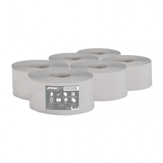 Hartie Igienica Reciclata, 1 Strat, 120m, 6 Role/bax, Prima Soft Jumbo 190