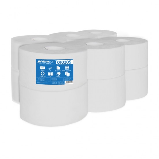 Hartie Igienica Alba, 2 Straturi, 100m, 12 Role/bax, Prima Soft Jumbo 190