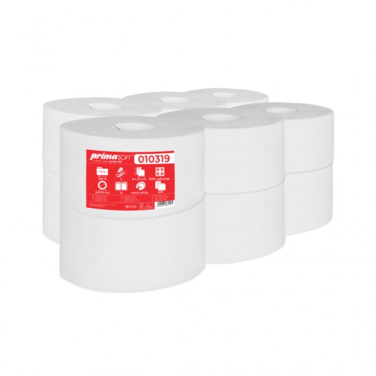 Hartie Igienica Alba, 2 Straturi, 120m, 12 Role/bax, Prima Soft Jumbo 190