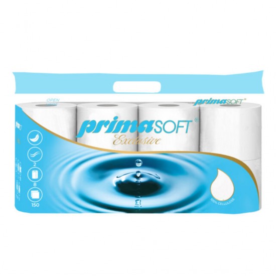 Hartie Igienica Alba, 2 Straturi, 17.55m, 8 Role/bax, Prima Soft Exclusive