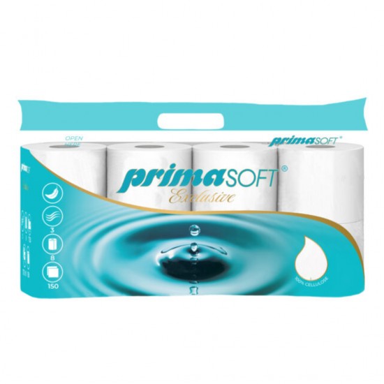 Hartie Igienica Alba, 3 Straturi, 17,55m, 8 Role/bax, Prima Soft Exclusive