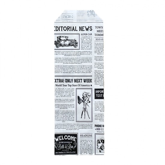 Set 2000 Plicuri Albe pentru Tacamuri cu Model Ziar, 35 g/m2, Hartie Imprimata, Punga pentru Tacamuri, Pungi pentru Tacamuri, Bax de Pungi pentru Tacamuri, Baxuri de Pungi pentru Tacamuri, Plic pentru Tacamuri