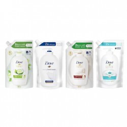 Pachet Promo: Rezerva Sapun Lichid Dove Original, Cantitate 500 Ml + Rezerva Sapun Lichid Dove Nourishing Silk 500 Ml + Rezerva Sapun Lichid Dove Go Fresh 500ml + Rezerva Sapun Lichid Dove Care And Protect 500ml