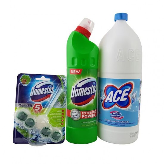 Pachet Promo: Ace Universal 2 L + Domestos Pine 750 Ml + Odorizant Toaleta Domestos Pine, 55 G