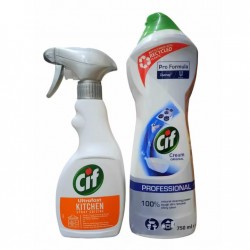 Pachet Promo: Cif Professional Original 750 Ml + Cif Spray  Bucatarie 500 Ml