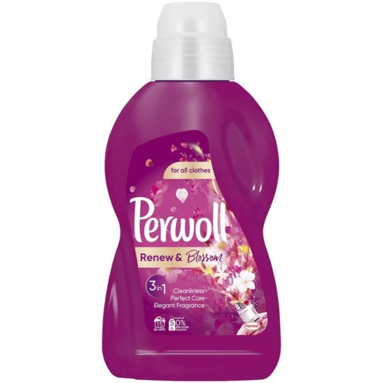 Detergenti Lichid PERWOLL Renew & Blossom, 20 Spalari, Cantitate 1000 ml, Detergent Lichid pentru Haine Colorate, Solutii Curatare Haine Colorate, Detergent Rufe Lichid, Detergent Lichid Rufe Colorate