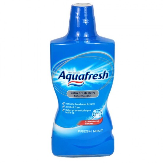 Apa de Gura Aquafresh Extra Fresh, 500 ml, Fara Alcool, Menta, Apa de Gura Aquafresh, Apa de Gura Mentolata, Produse Ingrijire Dentara, Ingrijire Orala, Produse pentru Sanatate Dentara, Ingrijire si Protectie Dentara
