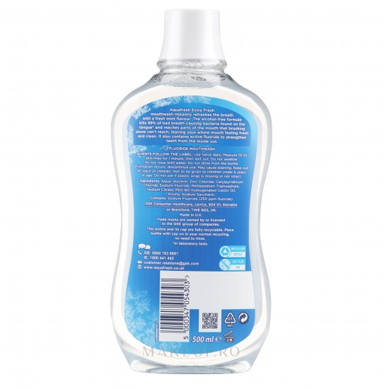 Apa de Gura Aquafresh Extra Fresh, 500 ml, Fara Alcool, Menta, Apa de Gura Aquafresh, Apa de Gura Mentolata, Produse Ingrijire Dentara, Ingrijire Orala, Produse pentru Sanatate Dentara, Ingrijire si Protectie Dentara
