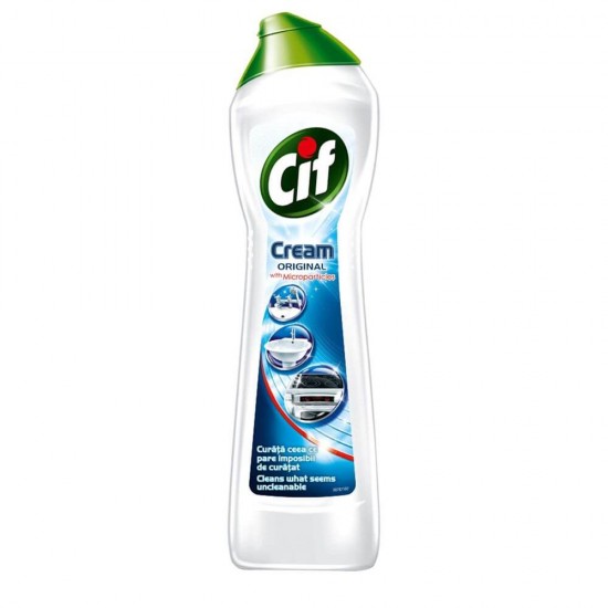 Detergent CIF Cream Original, Cantitate 500 ml, Fara Parfum,  Solutie Crema Curatat, Detergent Cif pentru Multisuprafete, Detergent Crema pentru Bucatarie, Detergent Crema pentru Baie, Cif Crema de Curatat, Solutii si Produse de Curatenie