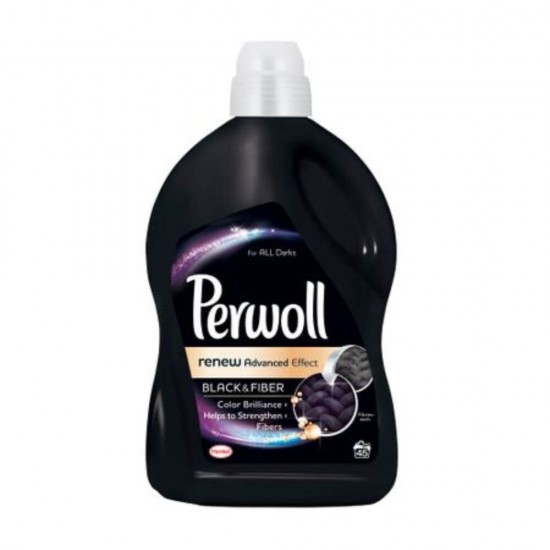 Detergent Lichid Rufe Negre PERWOLL Black &amp; Fiber, 3 L pentru 60 Spalari, Detergent Lichid pentru Haine Negre, Solutii Curatare a Hainelor Negre, Detergent Lichid pentru Rufe, Solutii Spalat Haine Negre, Detergenti Ingrijire Tesaturi Negre
