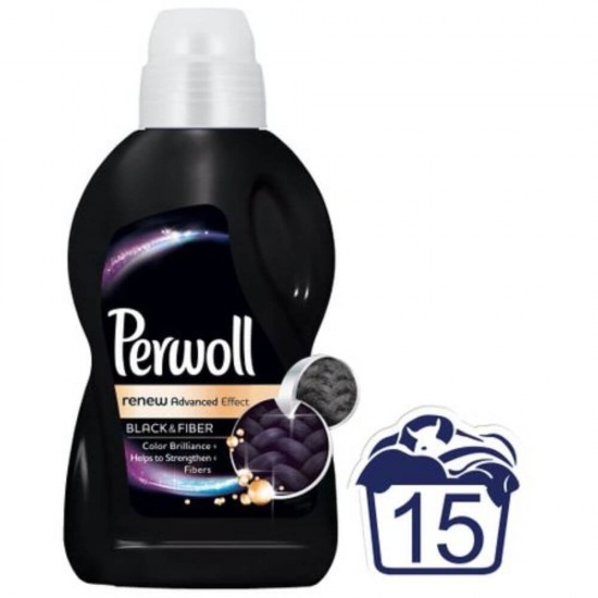 Detergenti Lichid PERWOLL Black & Fiber, 20 Spalari, Cantitate 1000 ml, Detergent Lichid pentru Haine Negre, Solutii Curatare a Hainelor Negre, Detergent Lichid pentru Rufe, Solutii Spalat Haine Negre, Detergenti Ingrijire Tesaturi Negre