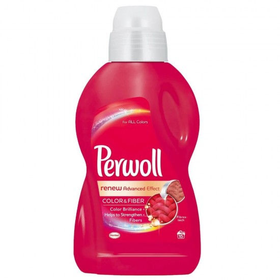 Detergenti Lichid PERWOLL Color & Fiber, 20 Spalari, Cantitate 1000 ml, Detergent Lichid pentru Haine Colorate, Solutii Curatare Haine Colorate, Detergent Rufe Lichid, Detergent Lichid Rufe Colorate