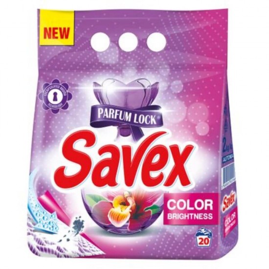 Detergent Pudra Automat pentru Rufe SAVEX Color, Cantitate 2 Kg, 20 Spalari, Parfum Floral, Detergent Automat pentru Haine Colorate, Detergenti Pudra pentru Haine, Solutii Curatare a Hainelor, Detergenti pentru Haine Colorate