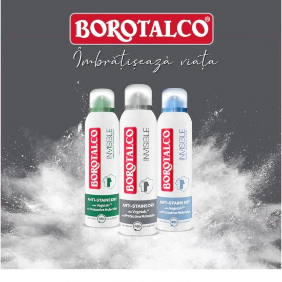 Deodorant Spray Antiperspirant Borotalco Invisible Clasic Grey, 150 Ml