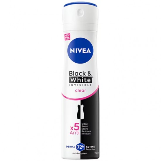 Deodorant Spray Nivea Black And White Invisible Clear Pentru Femei, 150 Ml