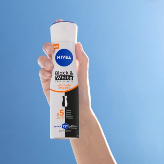 Deodorant Spray Nivea Black And White Invisible Ultimate Impact Pentru Femei, 150 Ml