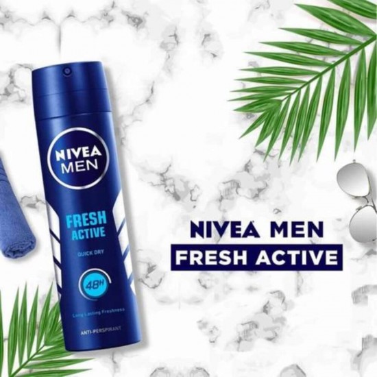 Spray Deodorant Nivea Men Fresh Active, 150 ml, Parfum Oceanic, Deodorant Barbati, Deodorant Spray Nivea, Antiperspirant Nivea, Deodorante si Antiperspirante Barbati, Spray Antiperspirant, Ingrijire Corporala, Deodorante Nivea pentru Barbati