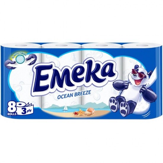 Hartie Igienica Parfumata EMEKA in 3 Straturi, 8 Role/Bax, 135 Foi/Rola, Latime 91 mm, Parfum Ocean Breeze, Hartie Igienica Parfumata, Hartie Igienica Alba, Hartie Igienica Simpla la Bax