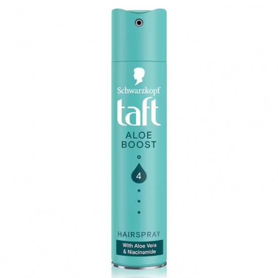 Fixativ Spray Taft Aloe Boost, Nivel De Fixare 4, Pentru Toate Tipurile De Par, 250 Ml