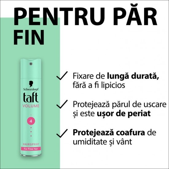 Fixativ Spray Taft Volume Ultra Strong Hold, Nivel Fixare 4, Formula Vegana, 250 Ml