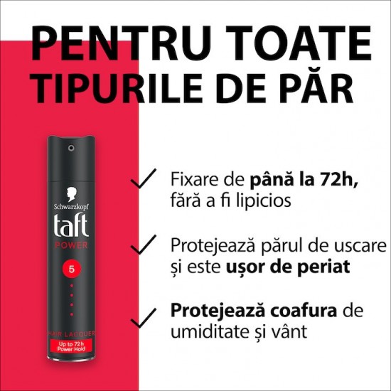 Fixativ Spray Taft Power, Nivel Fixare 5, Formula Vegana, 250 Ml
