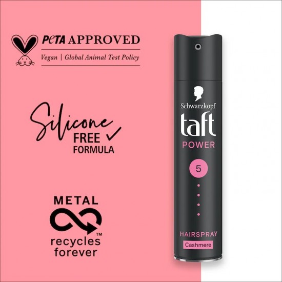 Fixativ Spray Taft Power Cashmere, Nivel Fixare 5, Formula Vegana, 250 Ml
