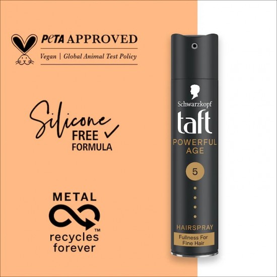 Fixativ Spray Taft Power And Fullness, Nivel Fixare 5, Formula Vegana, 250 Ml
