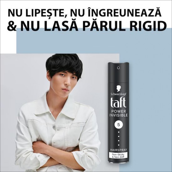 Fixativ Spray Taft Power Invisible, Nivel Fixare 5, Formula Vegana, 250 Ml