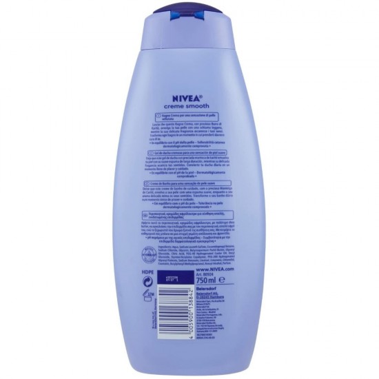 Gel de Dus NIVEA Creme Smooth, 750 ml, Extract de Unt de Shea, Gel de Dus Nivea, Gel de Dus Parfum Deosebit, Gel de Dus Revigorant, Geluri de Dus Parfumate, Geluri de Dus Hidratante, Gel de Dus Energizant, Geluri de Dus Nivea