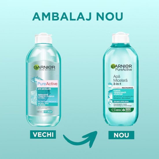 Apa Micelara Garnier Skin Naturals Pure Active, 400 Ml