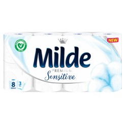 Hartie Igienica Alba Milde Sensitive cu 3 Straturi, 8 Role/Bax, 150 Foi/Rola, Latime 95 cm, Hartie fara Parfum, Hartie Igienica Premium, Hartie Igienica la Bax, Hartie Igienica Alba, Hartie Igienica Milde