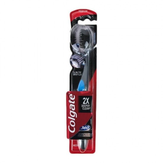 Periuta Dinti Colgate 360 Charcoal, Blister, Culoare Albastru/Negru, Periute de Dinti Colgate pentru Adulti, Periute de Dinti Manuale, Perii de Dinti, Articole de Igiena Orala, Ingrijire Orala, Sanatate Orala, Ingrijire si Protectie Dentara