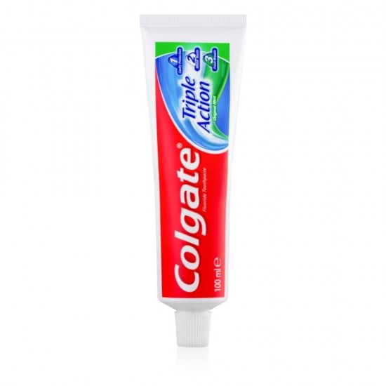Pasta Dinti Colgate Triple Action, 100 ml, Aroma de Menta, Pasta de Dinti cu Menta, Articole Igiena Dentara, Pasta pentru Ingrijirea Dintilor, Produse pentru Ingrjire Orala, Produse pentru Sanatate Orala, Igiena Orala, Ingrijire si Igiena Orala