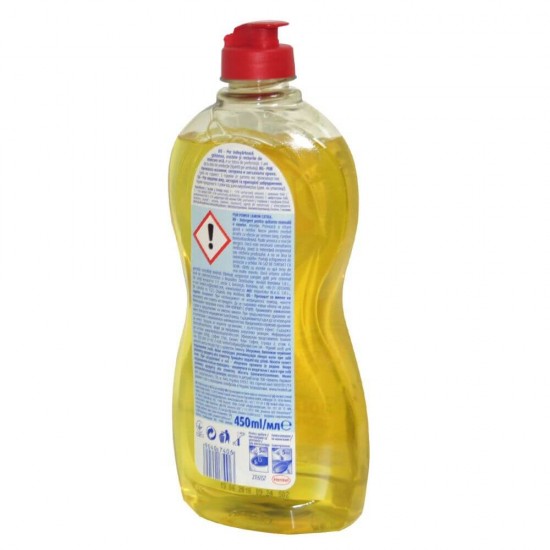 Detergent de Vase Lichid PUR Power 5 Lemon Extra, 450 ml, Parfum de Lamaie, Pur Detergent de Vase, Detergent de Vase Manual, Detergent Lichid pentru Vase, Degresant pentru Vase, Detergent Impotriva Grasimilor, Solutii Curatare Vase