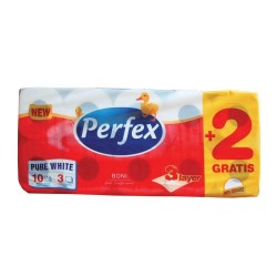 Hartie Igienica Alba Perfex Pure White, 3 Straturi, 10 Role/Bax, 88 Foi/Rola, Latime 12.6 cm, Hartie Igienica fara Parfum, Hartie Igienica la Bax, Hartie Igienica Alba, Hartie Igienica Perfex