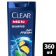 Sampon Clear Men 24h Fresh, 360 Ml