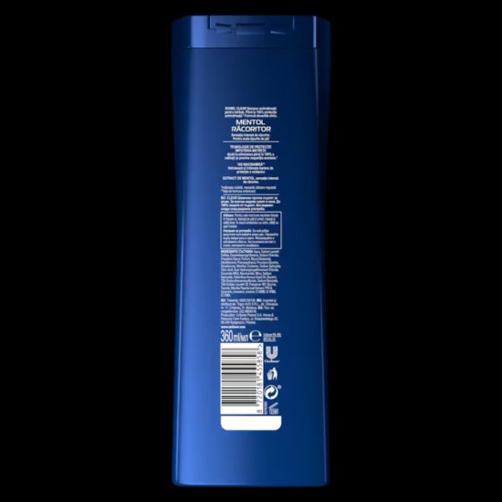Sampon Clear Men Cool Sport Menthol, 360 ml, cu Menta, Sampon Extract de Menta, Sampoane cu Menta, Sampon pentru Barbati, Produse de Ingrijire a Parului, Produse Hairstyling, Sampon Antimatreata, Sampon Fortifiere