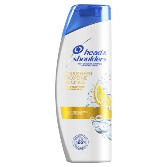 Sampon Head and Shoulders Citrus, Cantitate 330 ml, Sampon Antimatreata cu Extract de Lamaie, pentru Par Gras, Extract de Citrice, Sampon cu Extract de Citrice, Sampon pentru Femei, Produse de Ingrijire a Parului, Produse Hairstyling, Sampon Antimatreata
